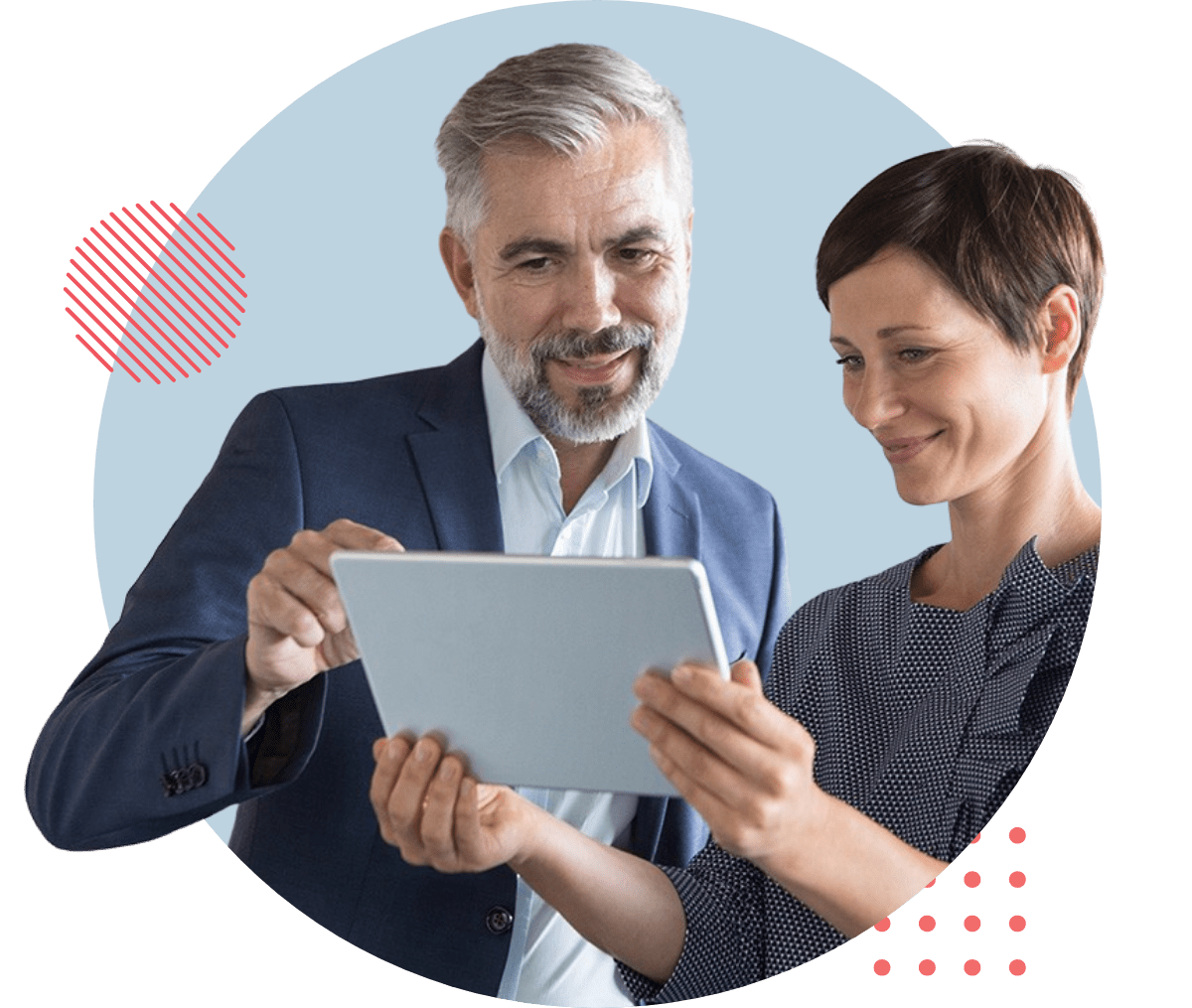 man in jacket looking at a tablet